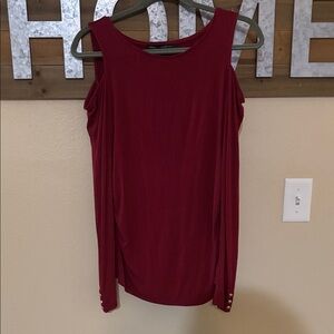 White House Black Market Red Cold Shoulder Top